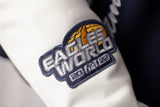 FOF WOMENS CROPPED ULTIMATE EAGLES VARSITY JACKET - NAVY/WHITE