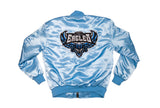 FOF WOMENS EAGLE F SATIN BOMBER JACKET - BLUE
