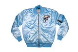 FOF WOMENS EAGLE F SATIN BOMBER JACKET - BLUE