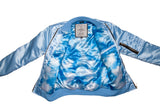 FOF WOMENS EAGLE F SATIN BOMBER JACKET - BLUE