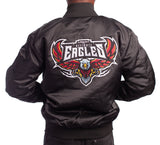 FOF EAGLE F SATIN BOMBER JACKET - BLACK