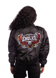 FOF WOMENS EAGLE F SATIN BOMBER JACKET - BLACK