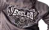 FOF WOMENS EAGLE F SATIN BOMBER JACKET - DARK GREY