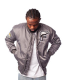 FOF EAGLE F SATIN BOMBER JACKET - DARK GREY