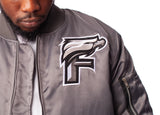 FOF EAGLE F SATIN BOMBER JACKET - DARK GREY