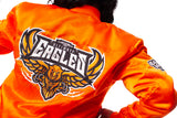 FOF WOMENS EAGLE F SATIN BOMBER JACKET - INTERNATIONAL ORANGE