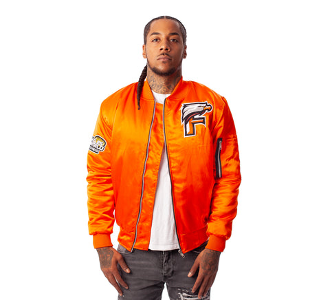 FOF EAGLE F SATIN BOMBER JACKET - INTERNATIONAL ORANGE