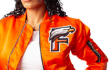 FOF WOMENS EAGLE F SATIN BOMBER JACKET - INTERNATIONAL ORANGE