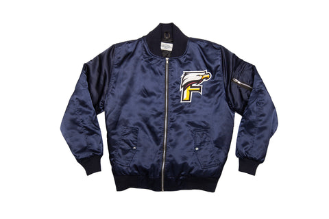 FOF EAGLE F SATIN BOMBER JACKET - NAVY